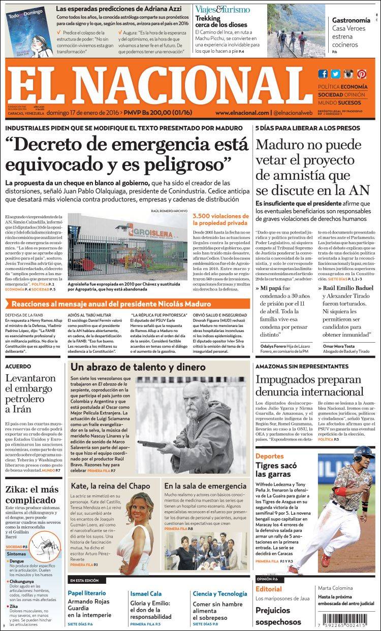 Portadas Del Domingo De Enero De Lapatilla