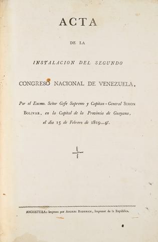 Acta de la instalacion del Segundo Congreso Nacional de Venezuela