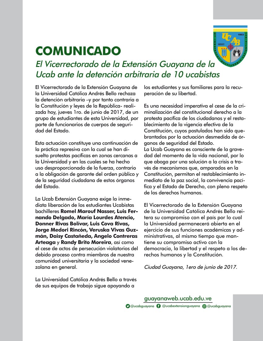 Represión Maduro ensaña contra universidades Guayana