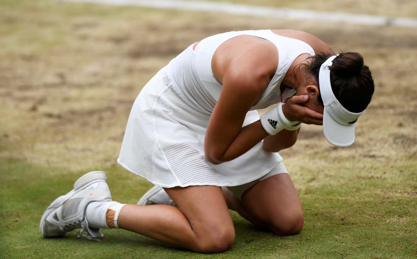 Tennis - Wimbledon - London, Britain - July 15, 2017 Spain’s Garbine Muguruza celebrates winning the final against Venus Williams of the U.S. REUTERS/Tony O'Brien