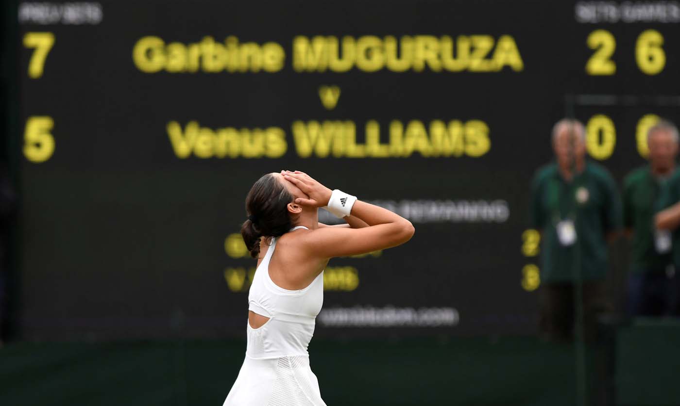 Tennis - Wimbledon - London, Britain - July 15, 2017 Spain’s Garbine Muguruza celebrates winning the final against Venus Williams of the U.S. REUTERS/Tony O'Brien