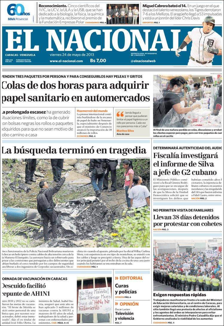 Portadas del viernes 24 de mayo de 2013