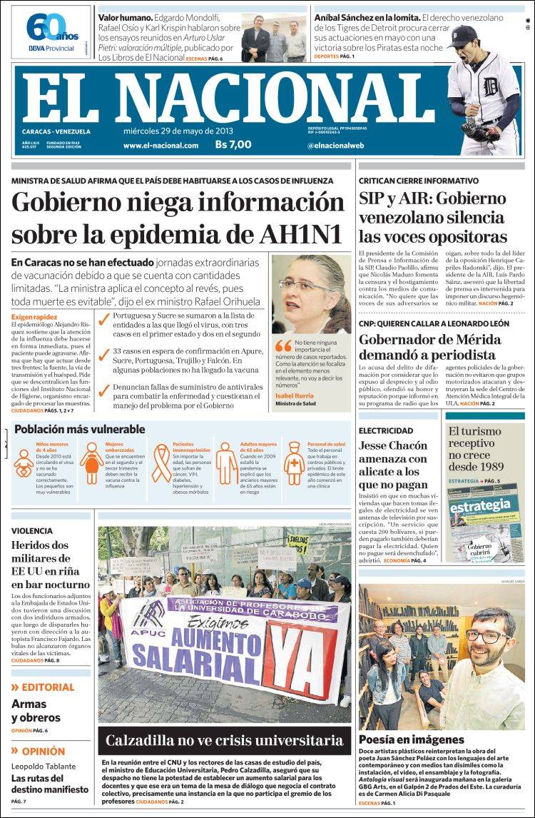 Portadas del miércoles 29 de mayo de 2013