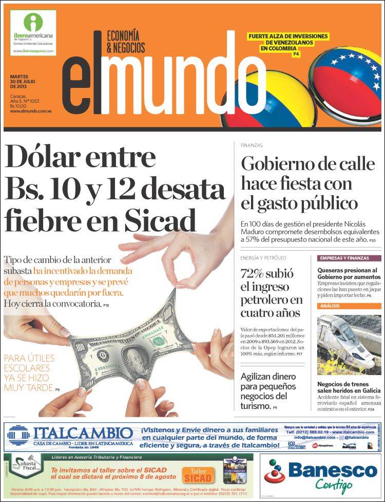 Portadas del martes 30 de julio de 2013