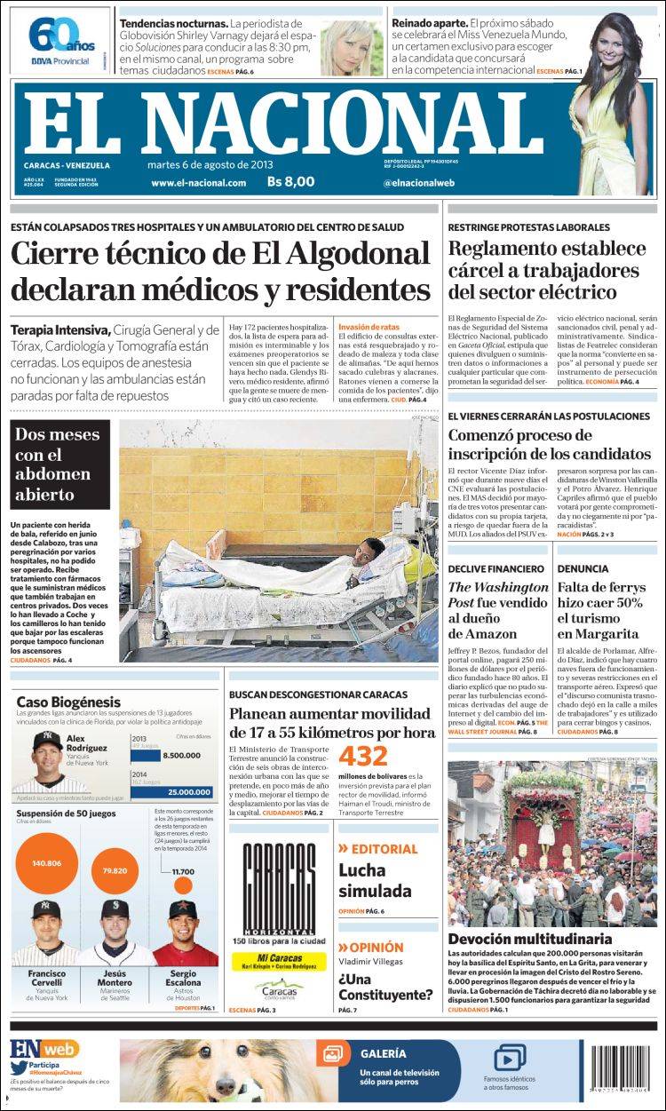 Portadas del martes 06 de agosto de 2013