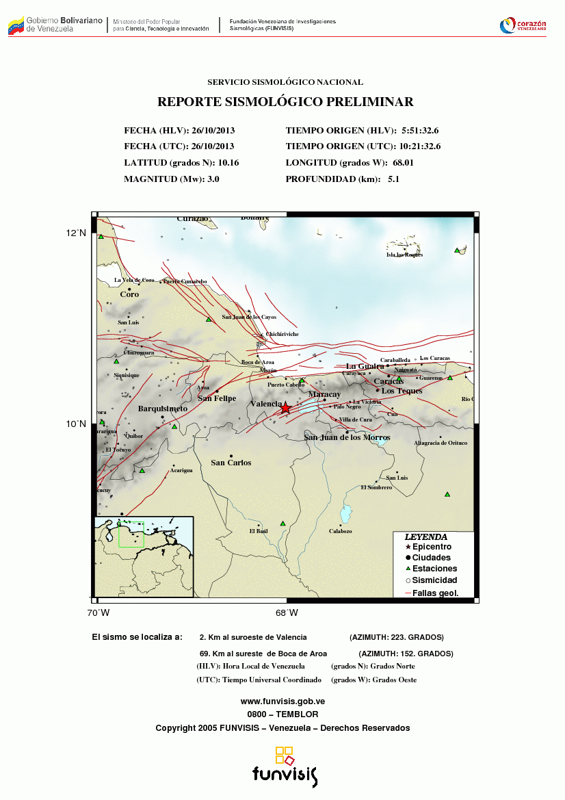 Sismo de 3.0 se registró en Valencia