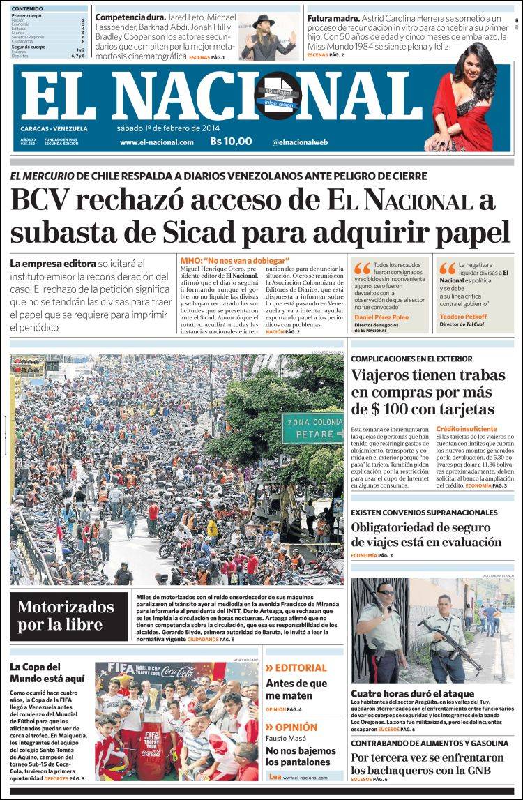 Portadas del sábado 01 de febrero de 2014