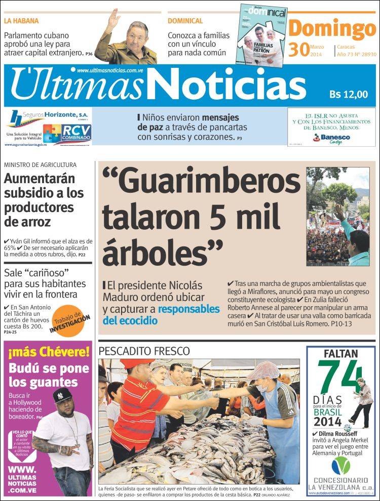 Portadas del domingo 30 de marzo de 2014