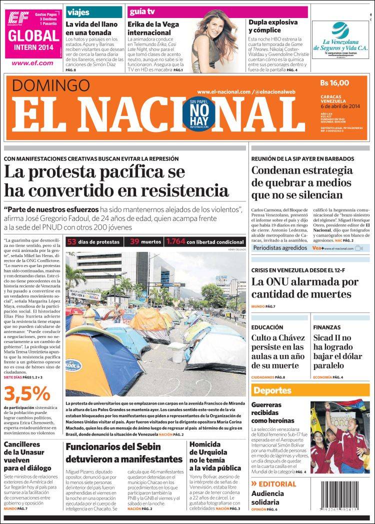 Portadas del domingo 06 de abril de 2014