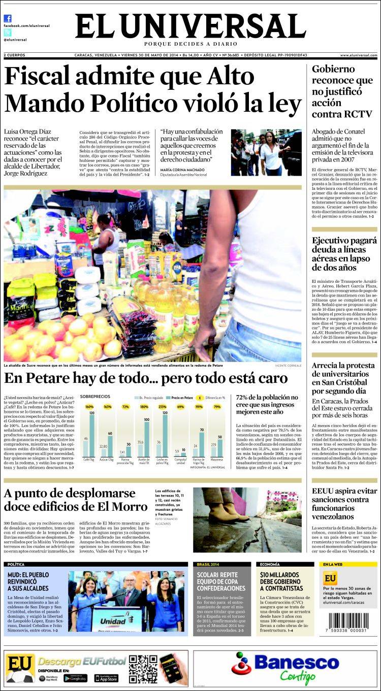 Portadas del viernes 30 de mayo de 2014