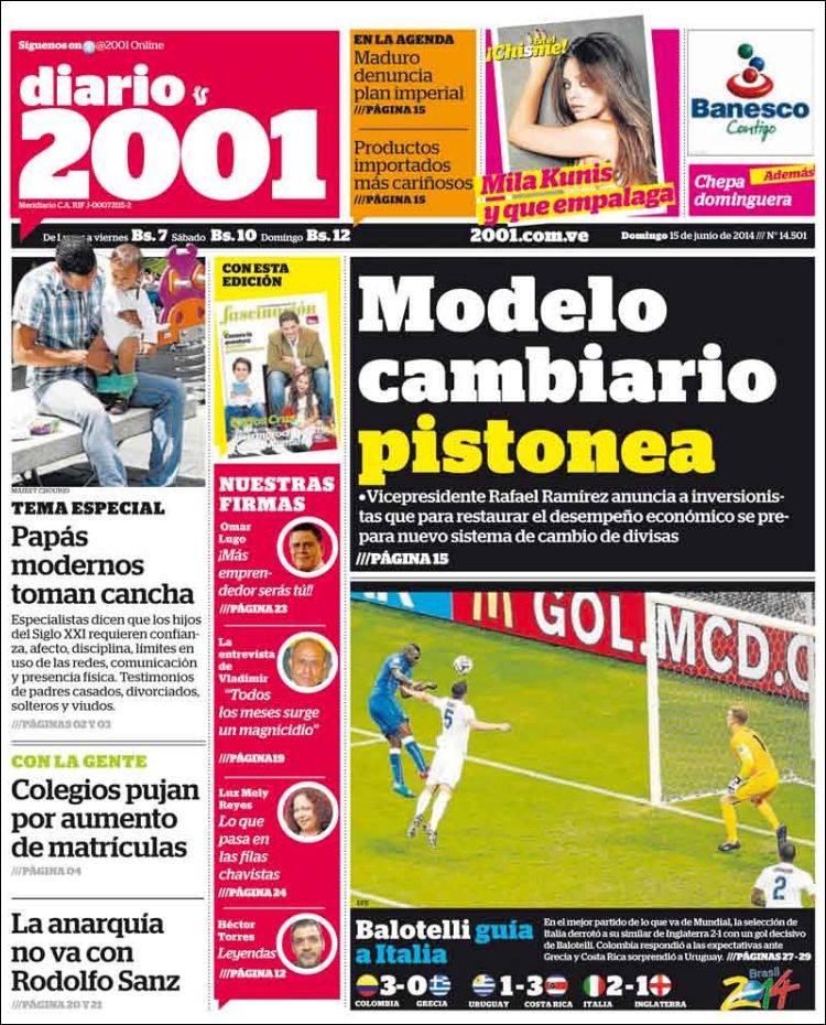 Portadas del domingo 15 de junio de 2014