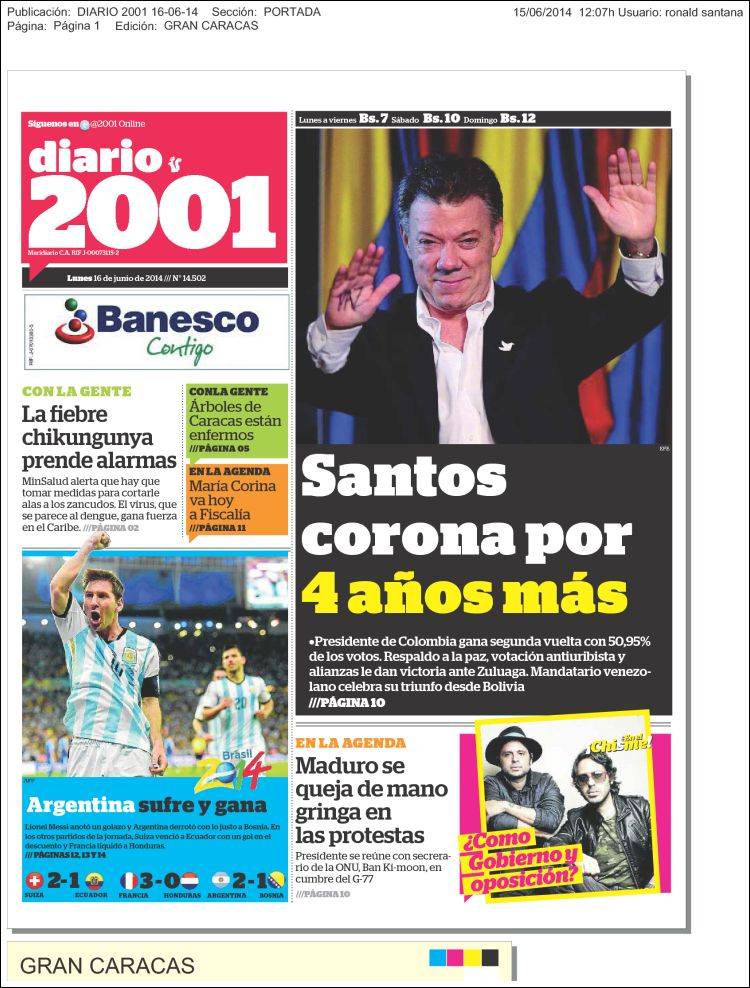 Portadas del lunes 16 de junio de 2014