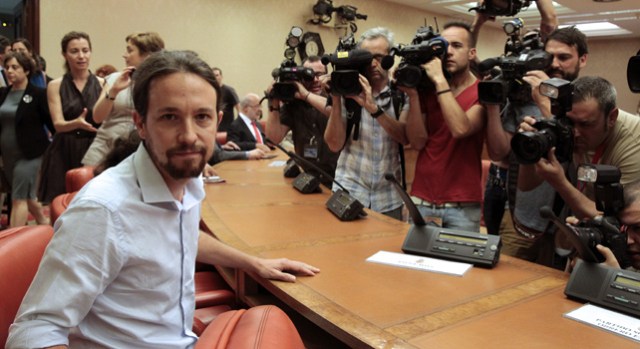 El líder de Podemos Pablo Iglesias en rueda de prensa / Foto Impulso.es