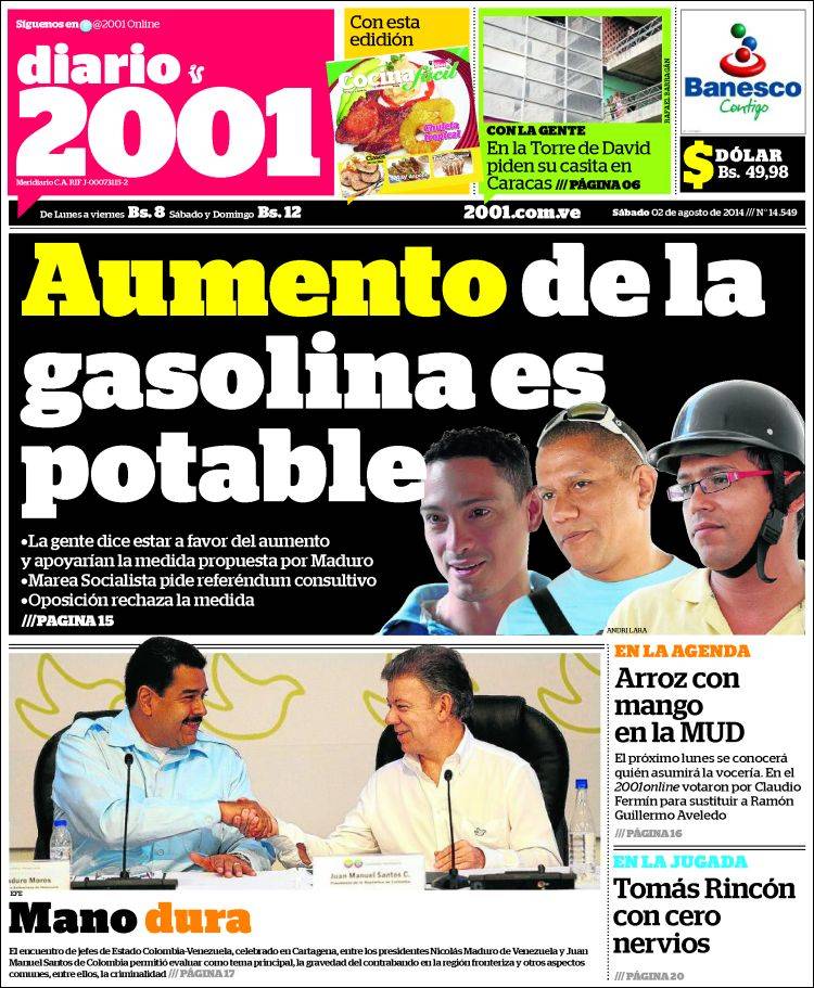 Portadas del sábado 02 de agosto de 2014