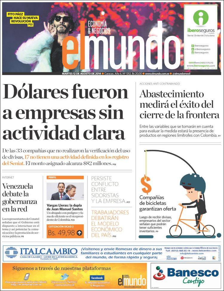 Portadas del martes 12 de agosto de 2014