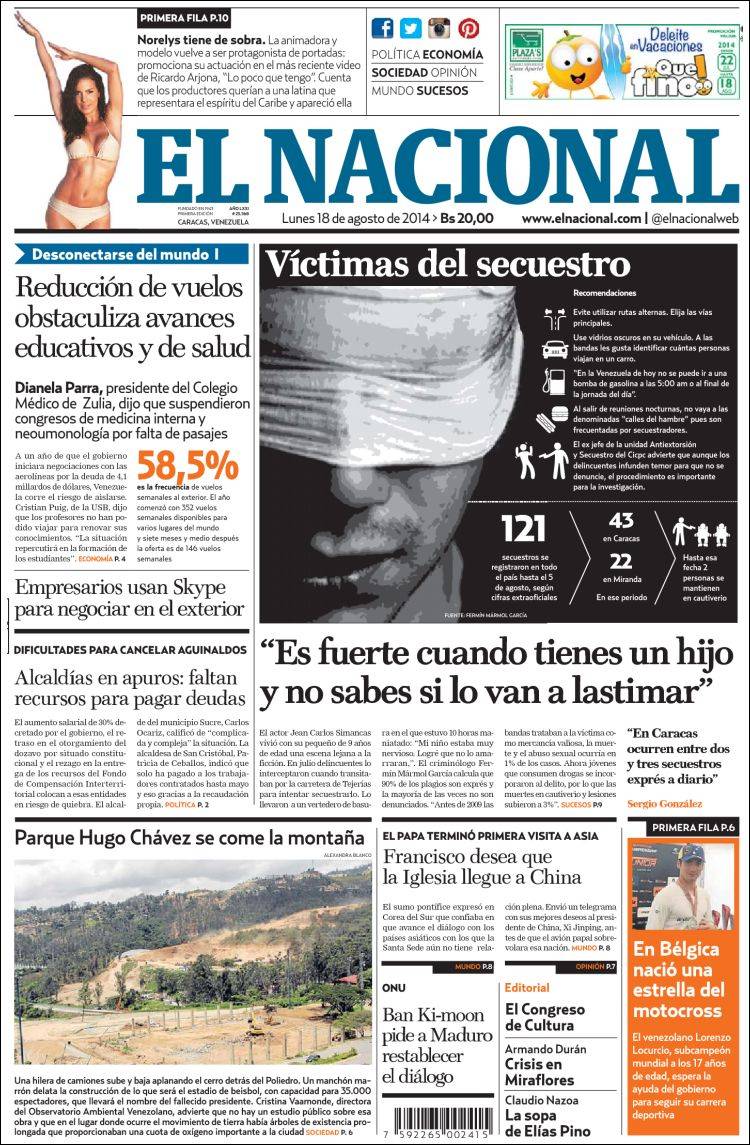 Portadas de este lunes 18 de agosto de 2014