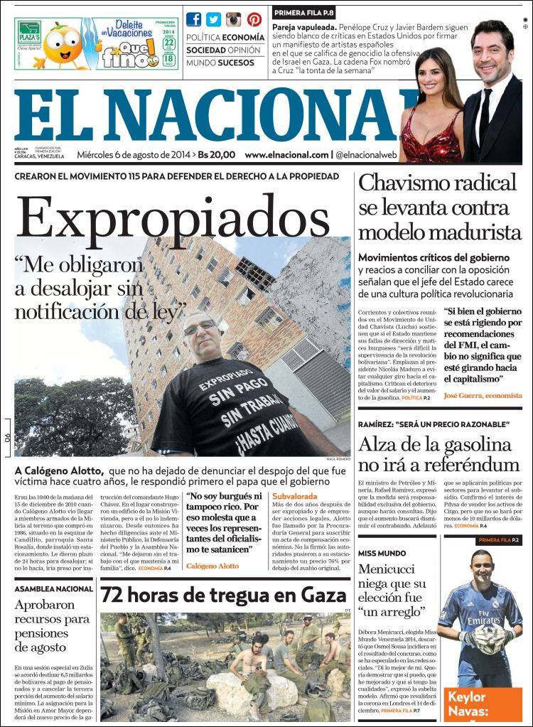 Portadas del miércoles 06 de agosto de 2014