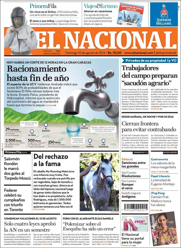 Portadas del domingo 10 de agosto de 2014