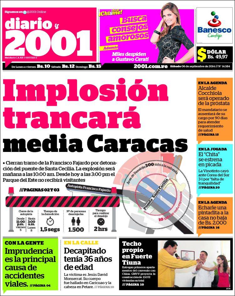 Portadas del sábado 06 de septiembre de 2014