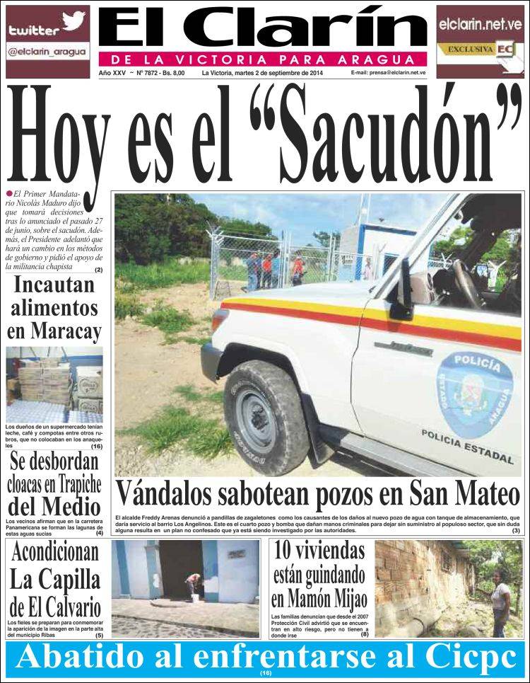 Portadas del martes 02 de septiembre de 2014