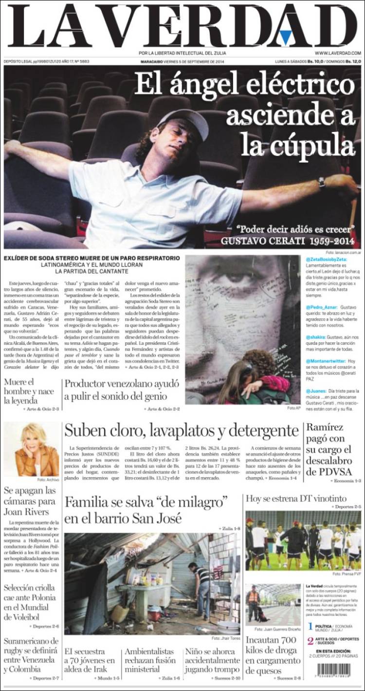 Portadas del viernes 05 de septiembre de 2014