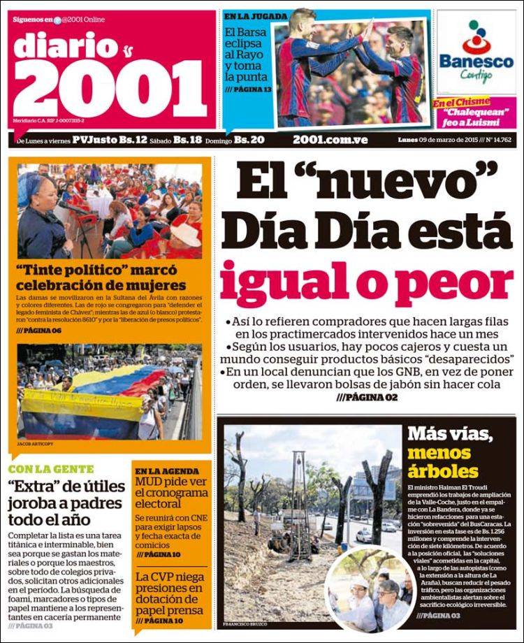 Portadas de este lunes 09 de marzo de 2015