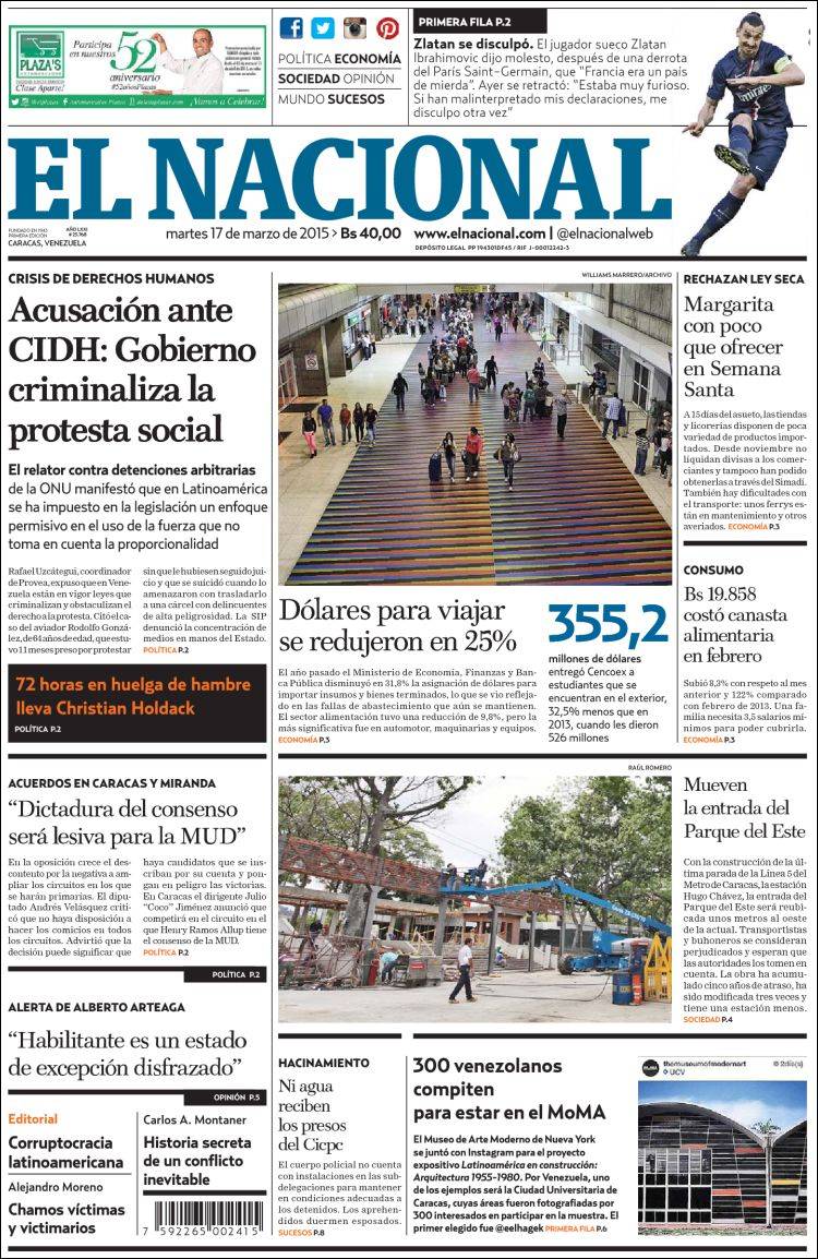 Portadas del martes 17 de marzo de 2015