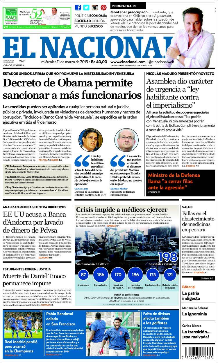 Portadas del miércoles 11 de marzo de 2015