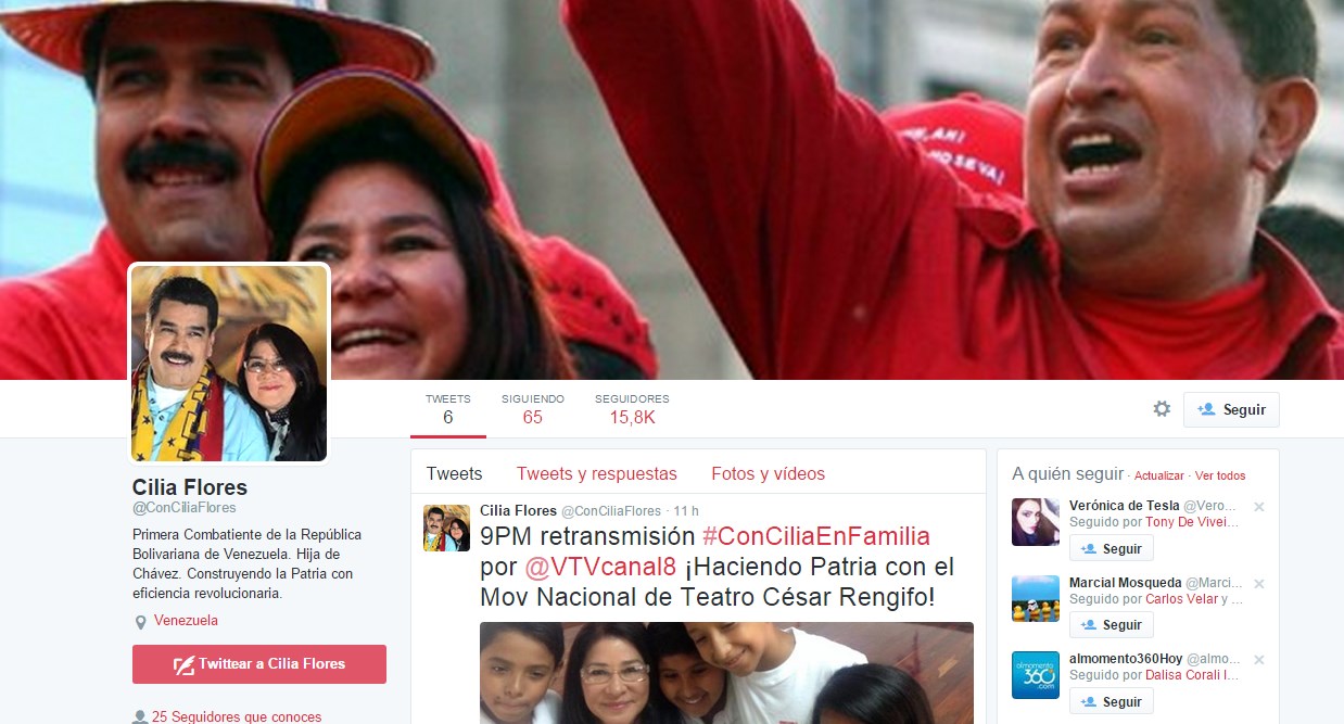 Cilia Flores aparece en Twitter