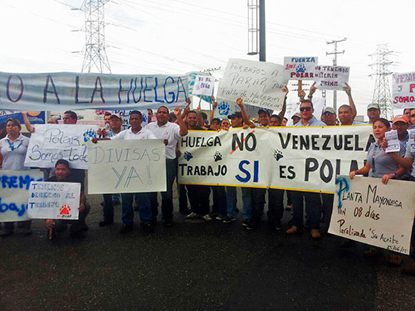 Trabajadores de Alimentos Polar protestaron por falta de materia prima