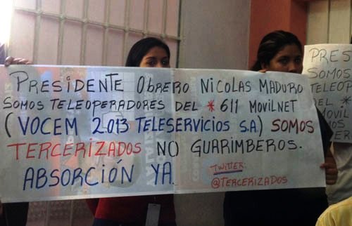 Foto: Trabajadores tercerizados de Cantv y Movilnet / el-carabobeno.com