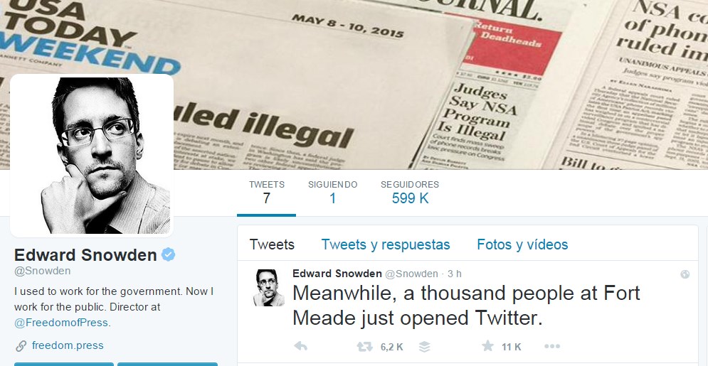 Miles ya siguen a Snowden a tres horas de abrir su Twitter