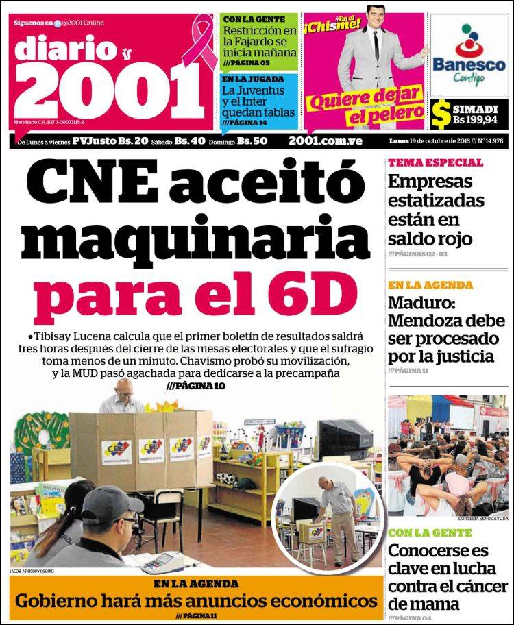 Portadas del lunes 19 de octubre de 2015