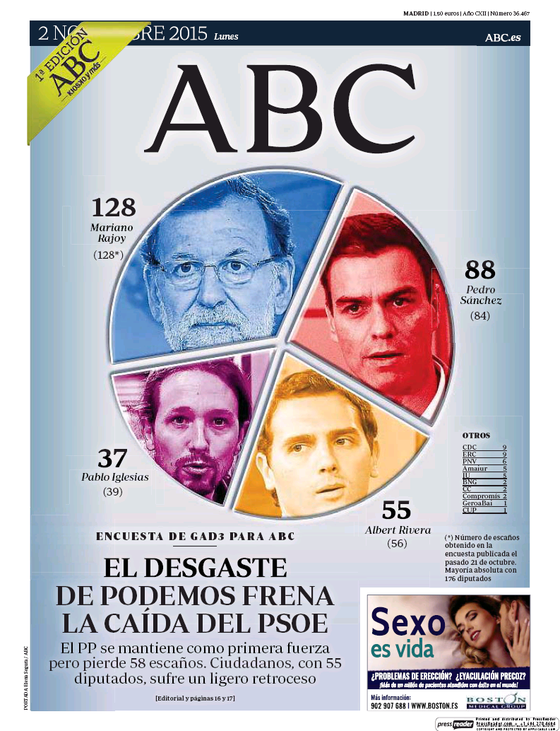 Portadas de la prensa internacional de este lunes 2 de noviembre de 2015