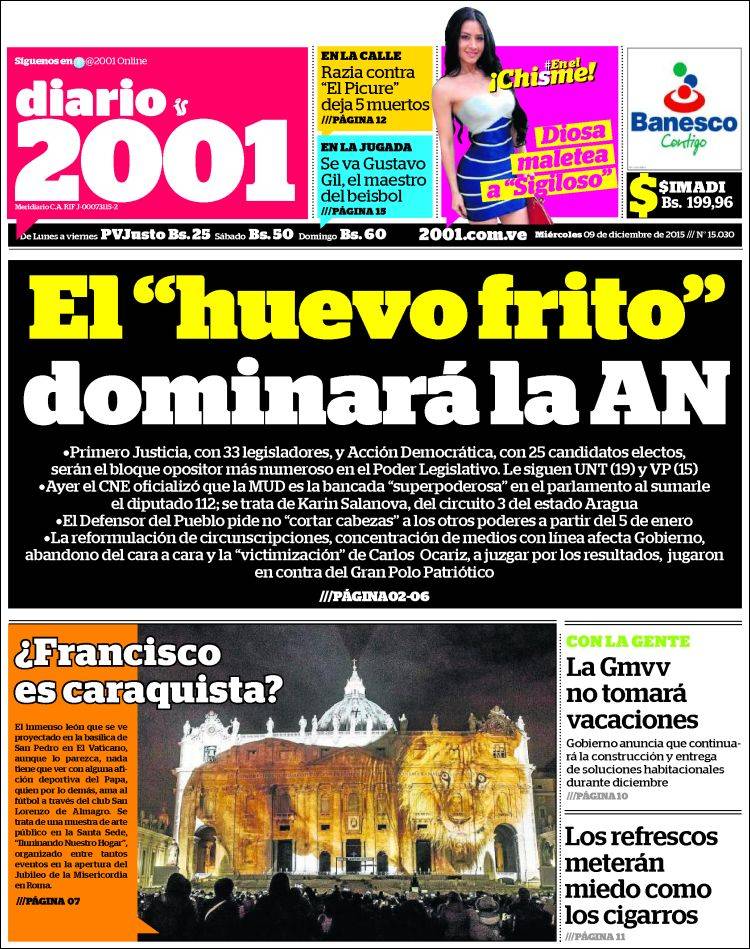 Portadas del miércoles 09 de diciembre de 2015