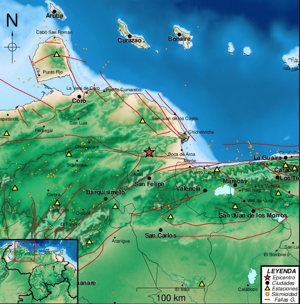 Sismo de magnitud 2.8 al noreste de Aroa