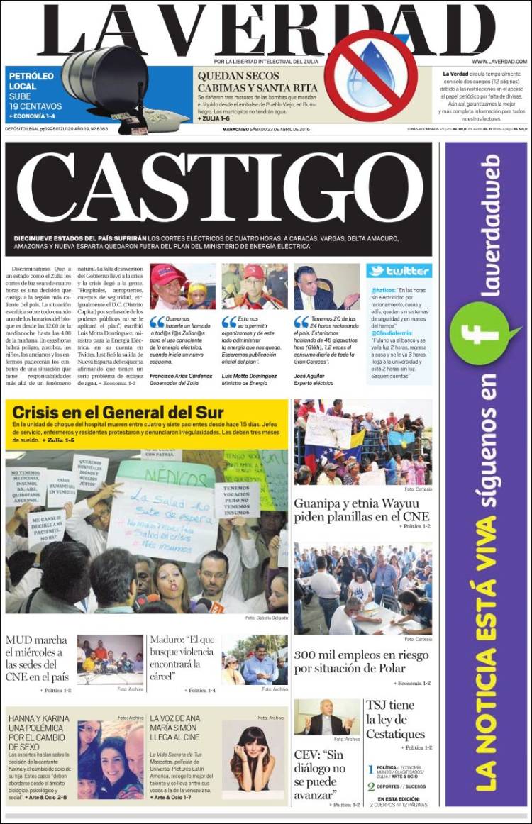 Portadas de este sábado 23 de abril de 2016