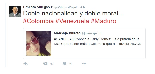 VillegasTwitterNacionalidadMaduro