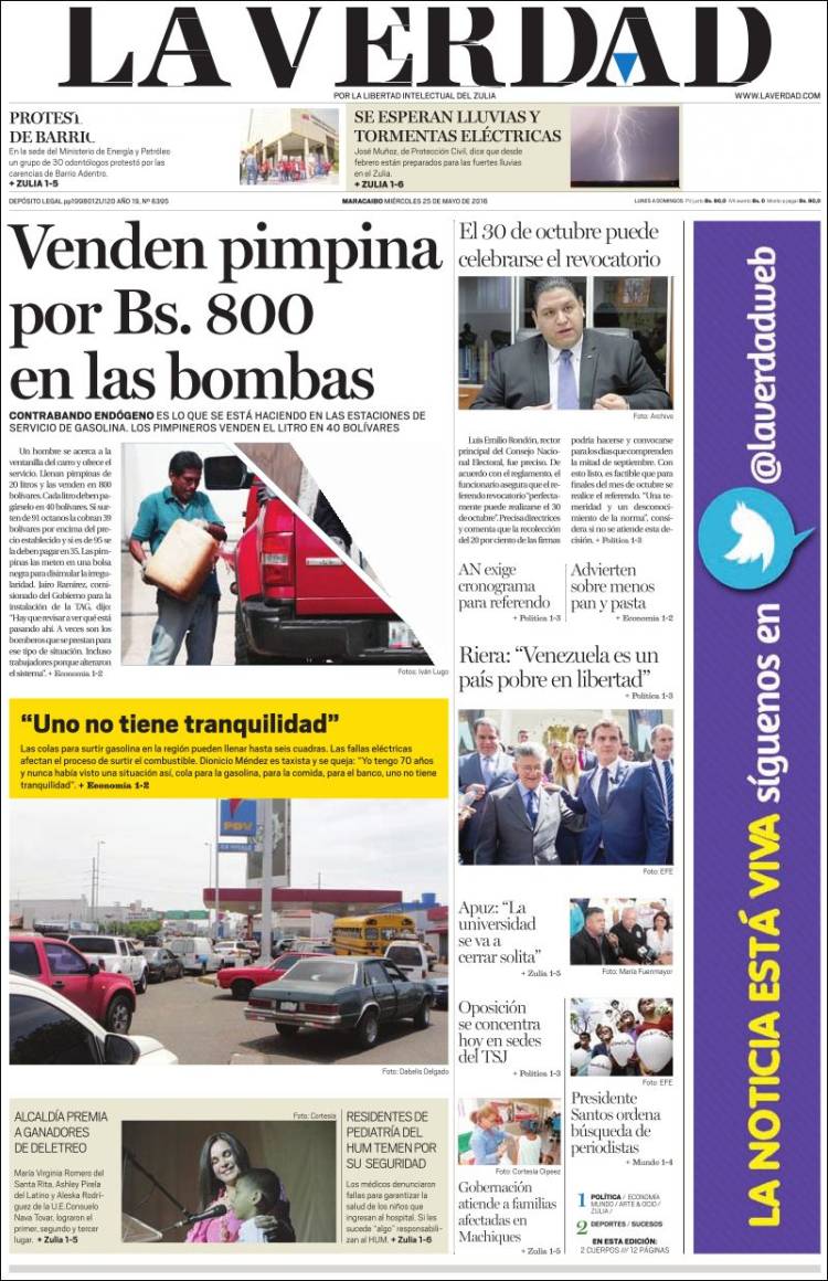 Portadas de este miércoles 25 de mayo de 2016