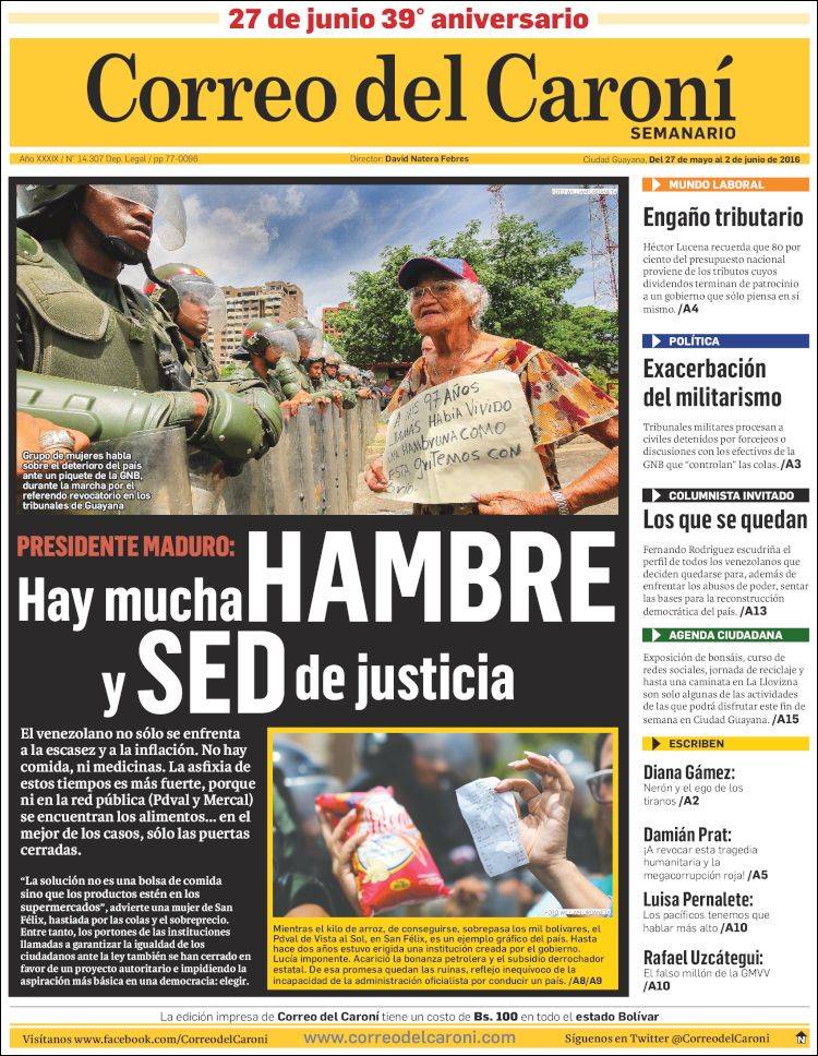 Portadas de este viernes 27 de mayo de 2016