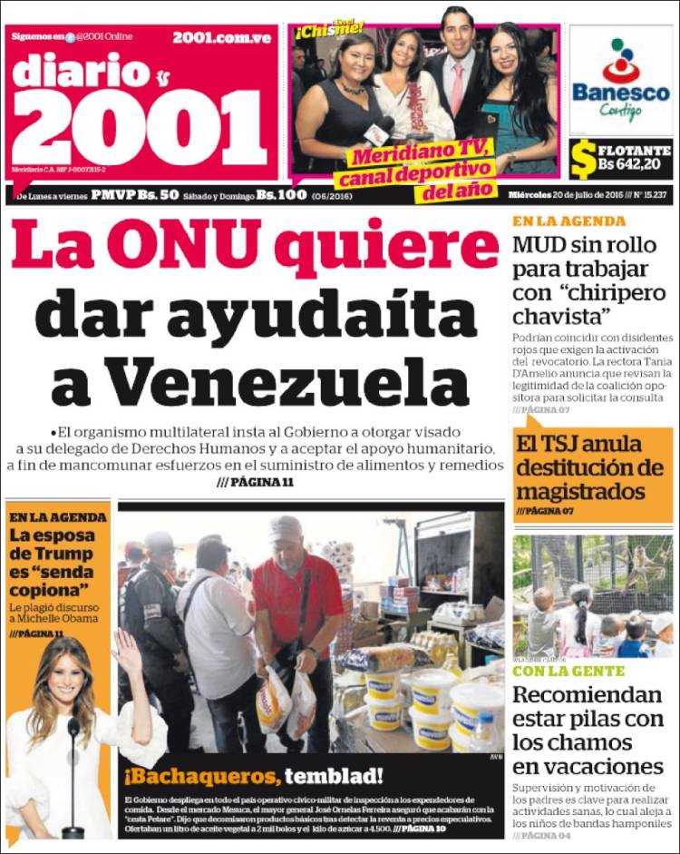 Portadas de este miércoles 20 de julio de 2016