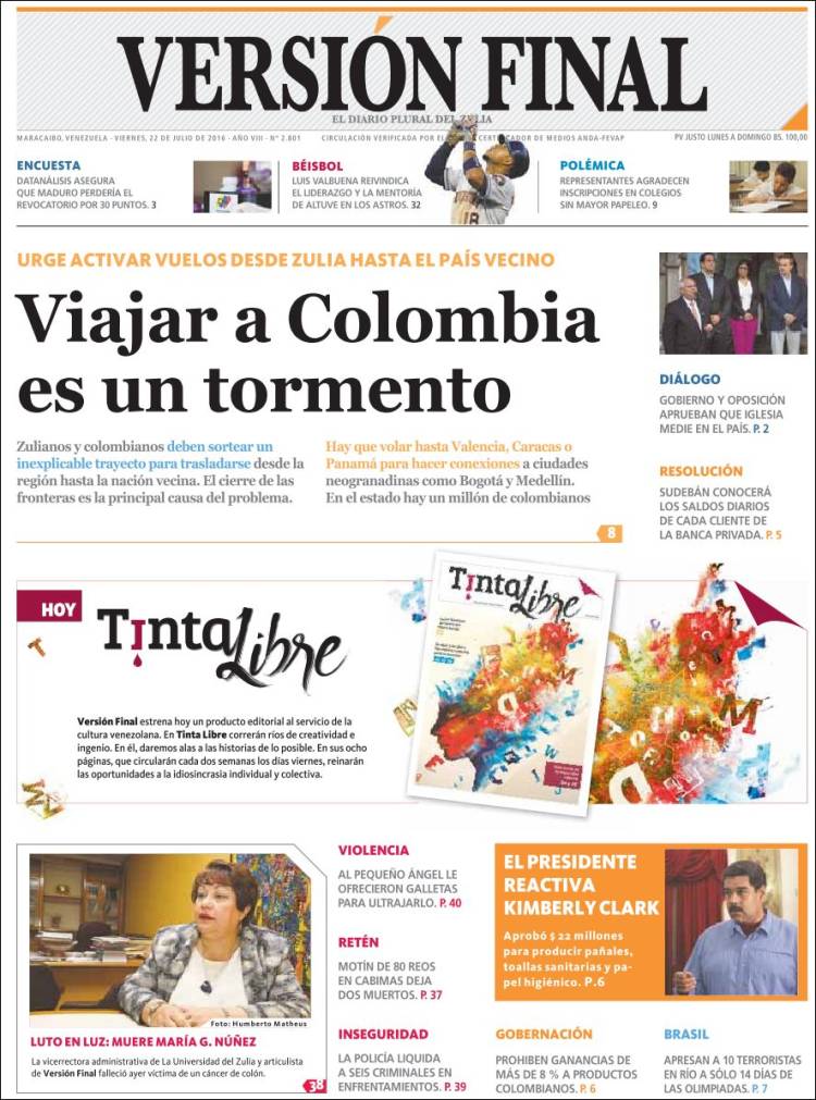 Portadas de este viernes 22 de julio de 2016