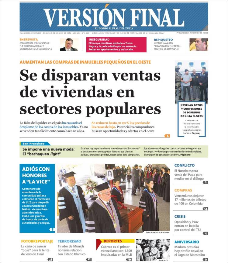 Portadas de este domingo 24 de julio de 2016