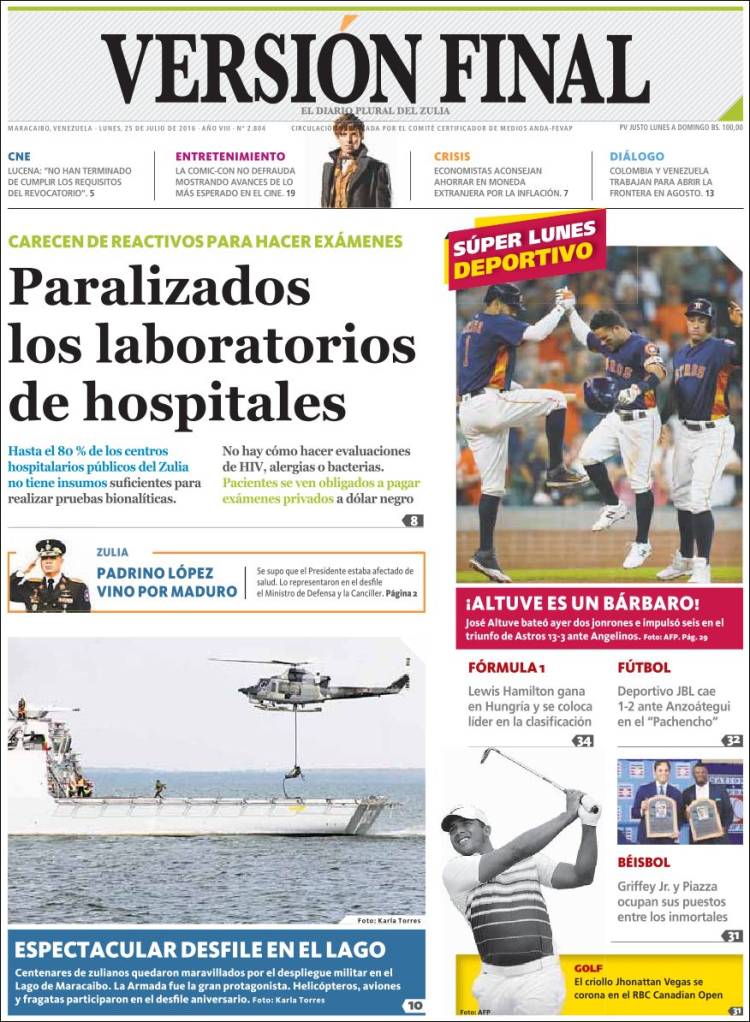 Portadas de este lunes 25 de julio de 2016