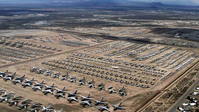 040204-N-3122S-004  Davis-Monthan Air Force Base, Tucson, Ariz. (Feb.4, 2004) – An aerial image of the Aerospace Maintenance and Regeneration Center (AMARC) located on the Davis-Monthan Air Force Base in Tucson, Ariz. AMARC is responsible for the storage and maintaining of aircraft for future redeployment, parts, or proper disposal following retirement by the military. U.S. Navy photo by Photographer’s Mate 3rd Class Shannon R. Smith. (RELEASED)