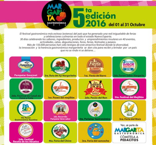 Margarita gastronómica arranca el 30 de septiembre