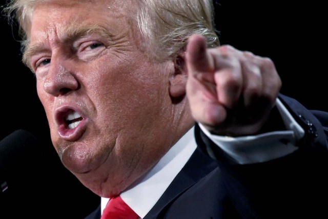 Republican presidential nominee Donald Trump speaks at a campaign event in Winston-Salem