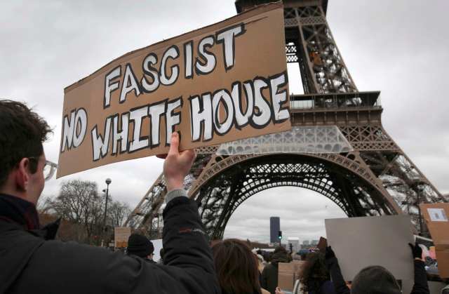 Protesters rally in Paris against US President Donald Trump's immigration order