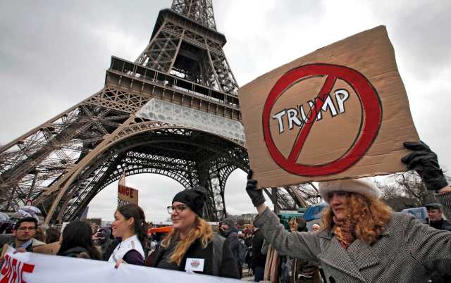 Protesters rally in Paris against US President Donald Trump's immigration order