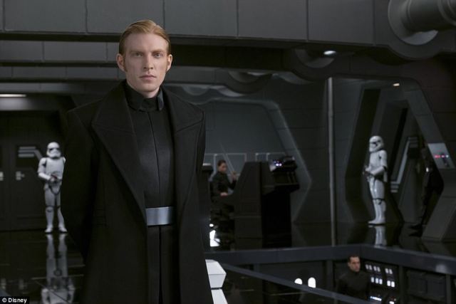 Still thinking evil thoughts_ General Hux (played Domhnall Gleeson) is seen in all black